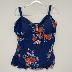 Hilor Blue Floral Tankini Swim Top Size 20 Plus